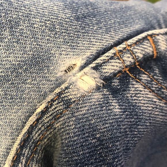 Madewell Slim Demi-Boot Distressed Raw Hem Jeans Size 27 - Picture 15 of 15